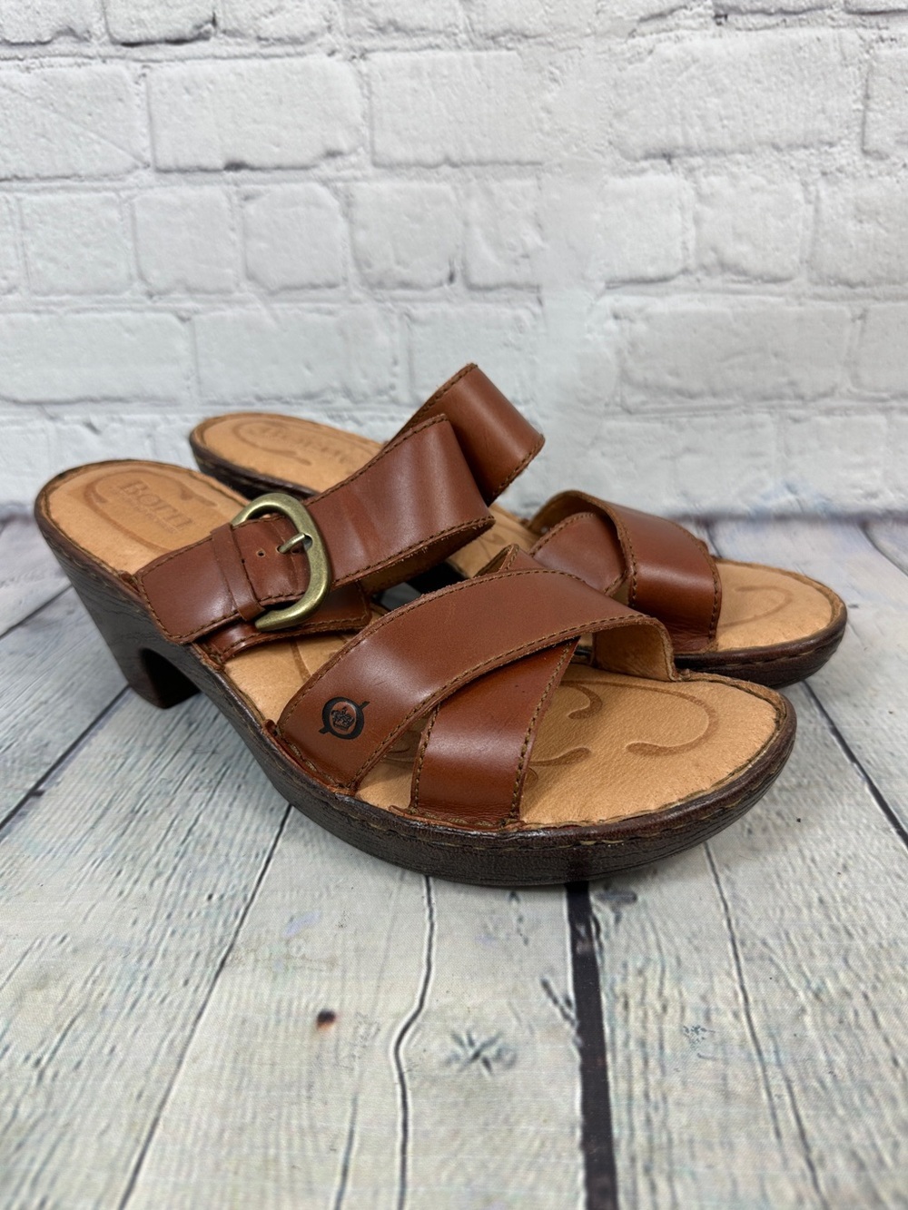 Børn Charlotta brown leather buckle platform sandals size 9